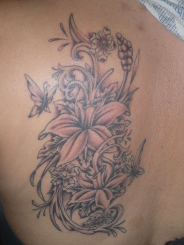 lilys and butterfly tatt tattoo