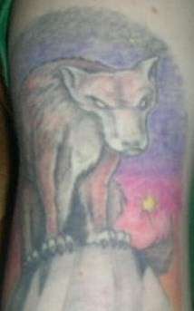 Hyena Red Fox on Mountain tattoo