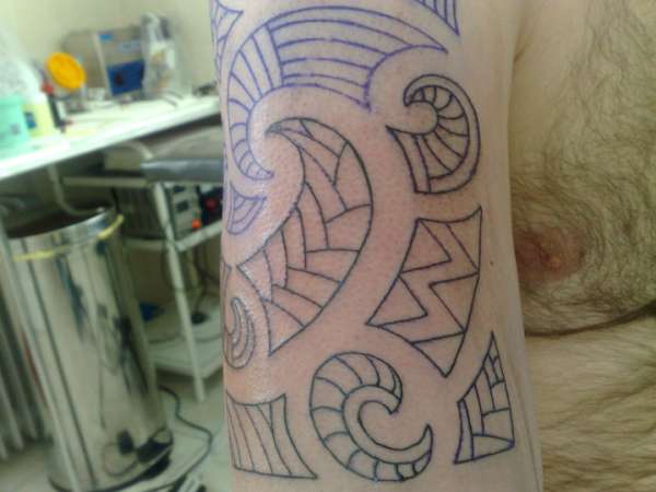 First sitting - polynesian tribal tattoo