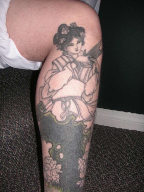 Geisha Leg Sleeve 2 (unfinished) tattoo