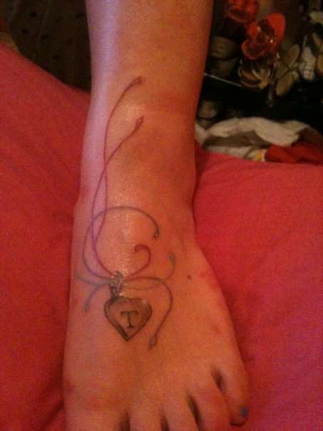 Heart Charm n Swirls tattoo