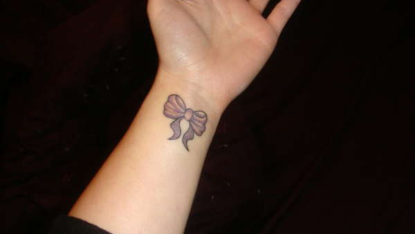 Purple Ribbon Bow Tattoo tattoo