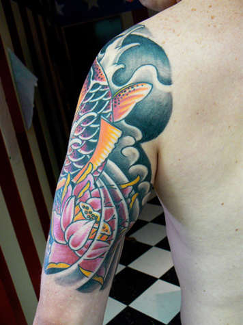 koi back tattoo