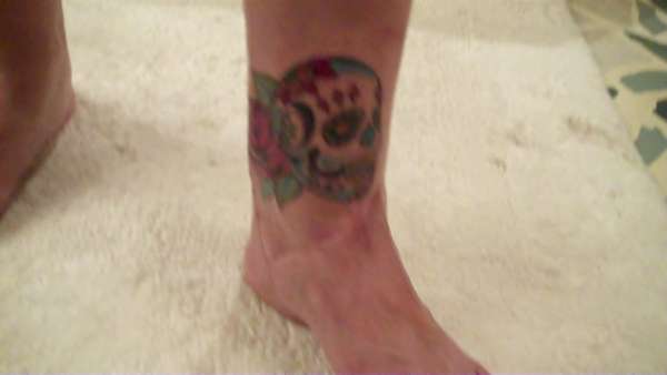 Ankle Sugar Skull tattoo