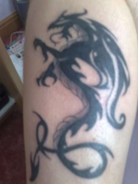 Black Dragon on my Calf tattoo