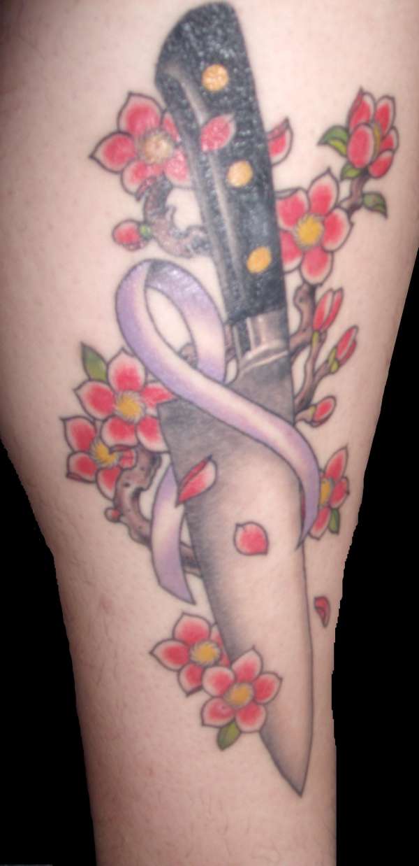 Chif Knive With Cherry Blossom tattoo