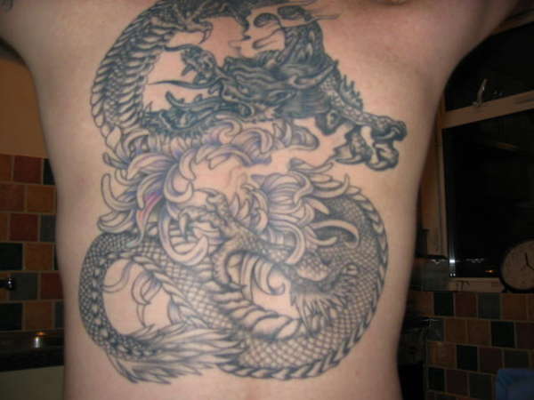 Dragon on back tattoo