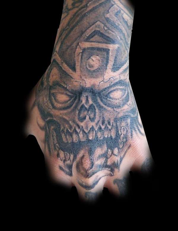 aztec skull tattoo