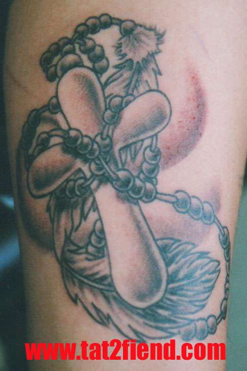 Cross&Feather tattoo
