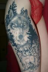 Wolves & waterfall tattoo