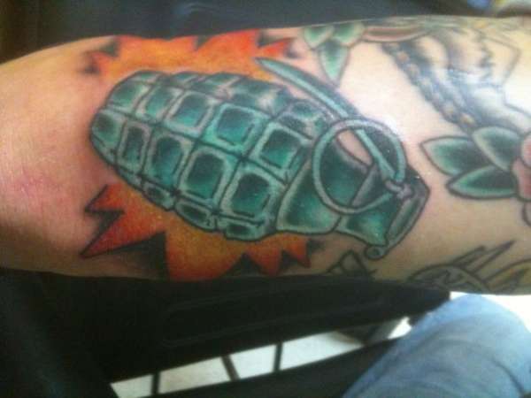 Back of Arm Grenade tattoo