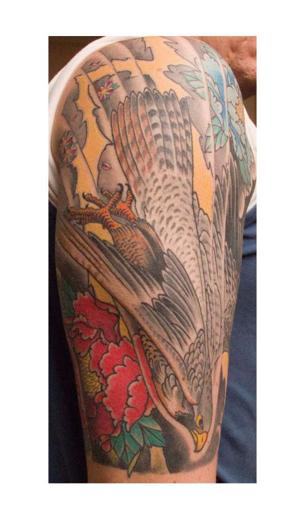 Japanese Falcon Half Sleeve tattoo