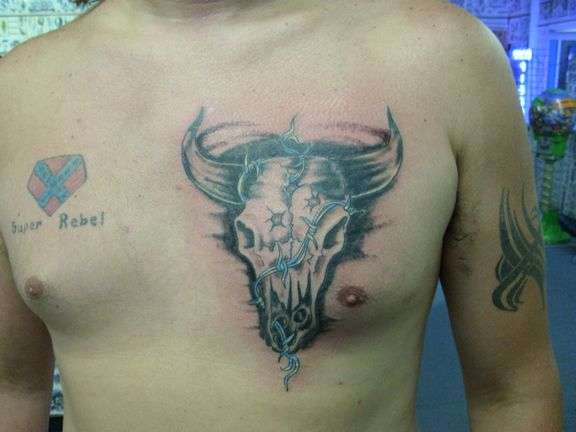 bull skull tattoo