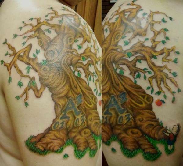custom giving tree tattoo