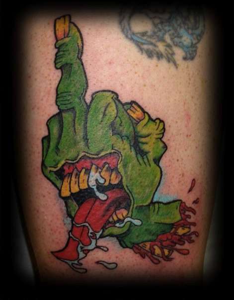 green finger tattoo