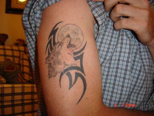tribal wolf tattoo