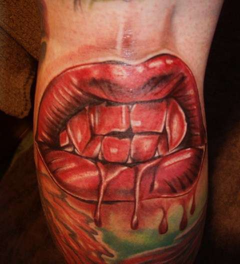vamp mouth tattoo