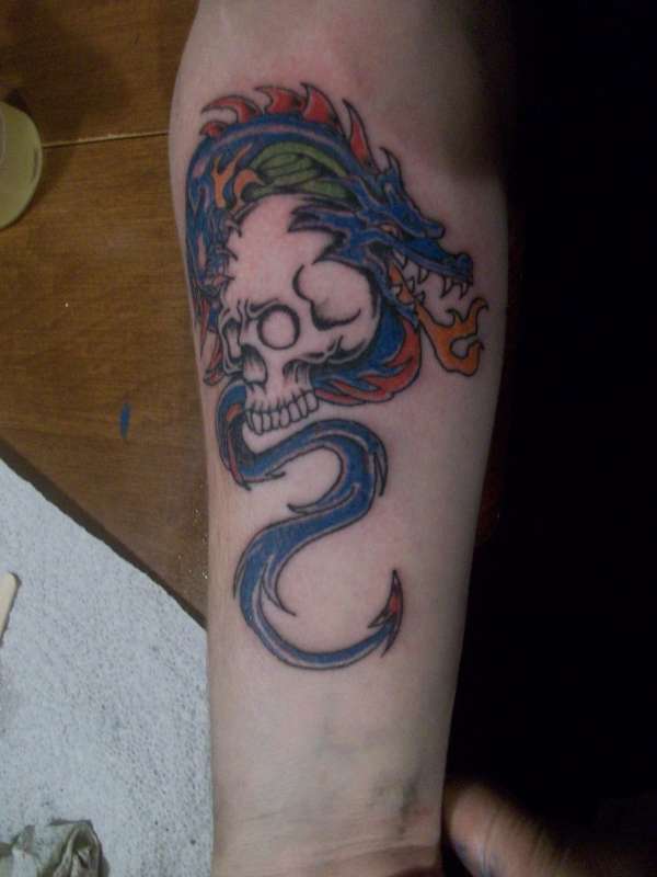 Dragon on a skull  rate my ink please tattoo