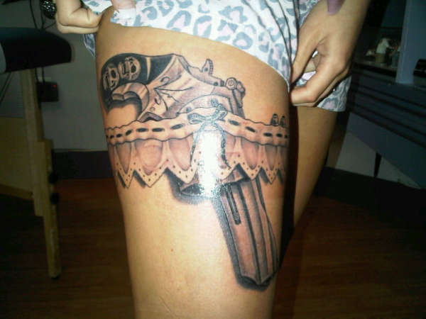 Gun & Garter tattoo