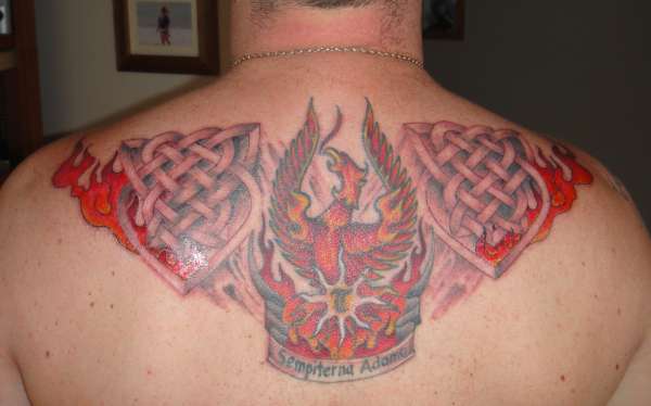 My Phoenix with celtic knot & fire tattoo