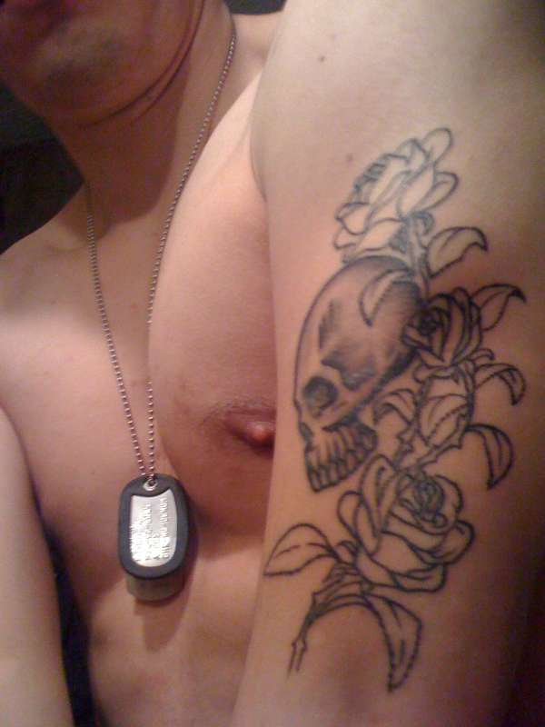 Skull and Roses (before completion) tattoo