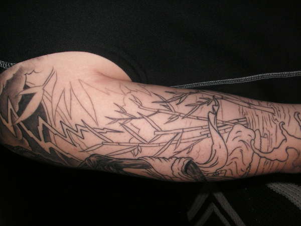 Snake and Buddha sleeve 3 (in progress) tattoo