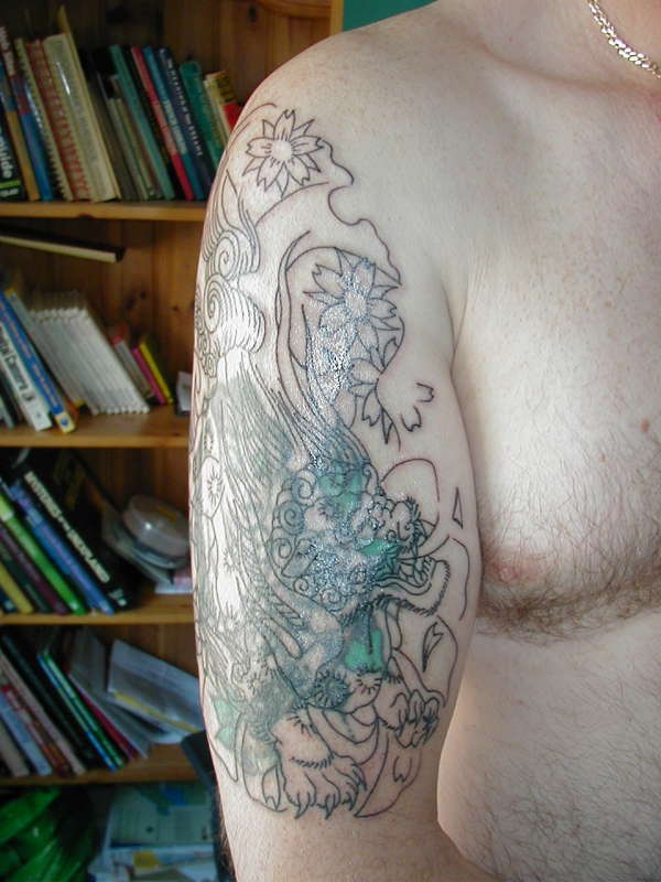 fudog cover up 1st session tattoo
