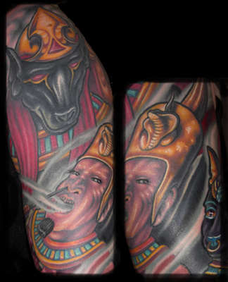 Egyptian Sleeve - Anubis and King tattoo