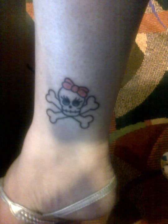 My Skull and Crossbones with Pink Bow tattoo