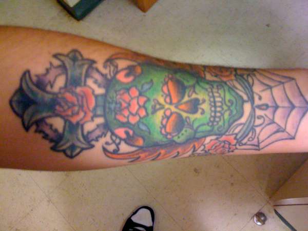Old School Sugar Skull tattoo