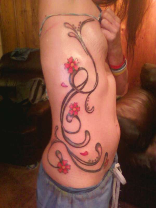 cherry blossom scroll/vine tattoo