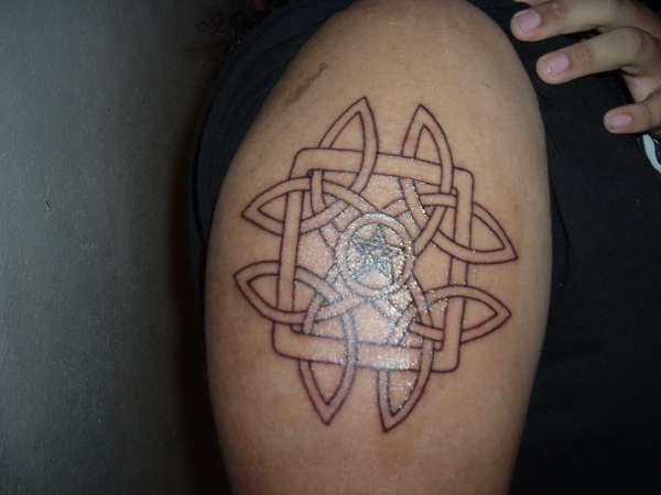 celtic knot with Pentagram Outline tattoo