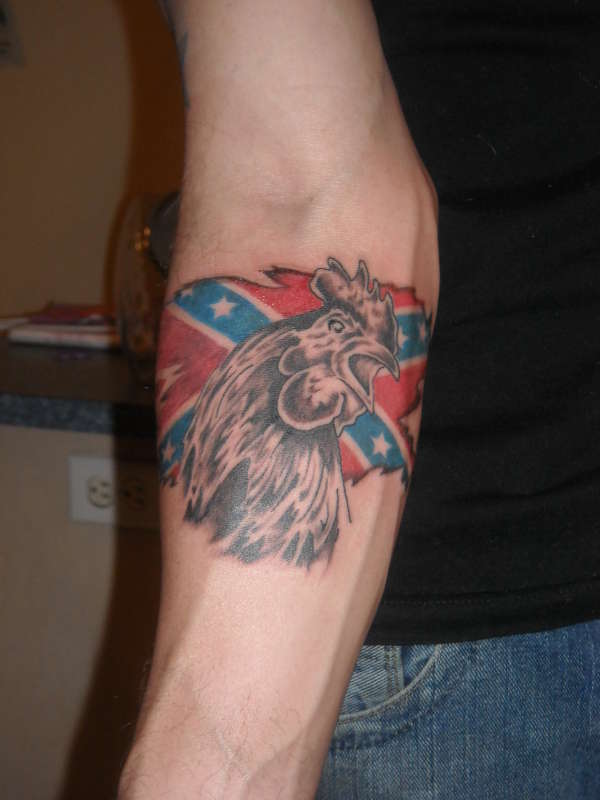 rooster&flag tattoo