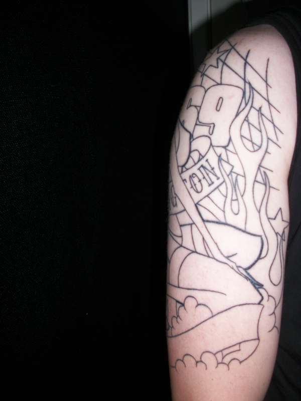 sleeve top half tattoo