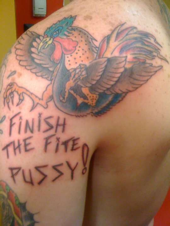 Finish The Fite Pussy! tattoo