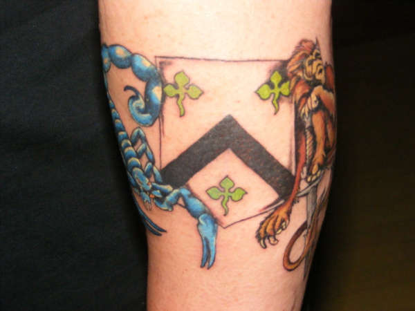 Frost Family crest with Chinese and traditional zodiac signs. tattoo
