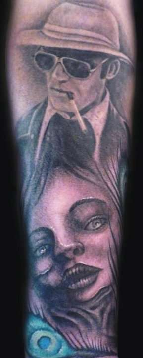 Hunter S Thompson and Lady Bad-Luck tattoo