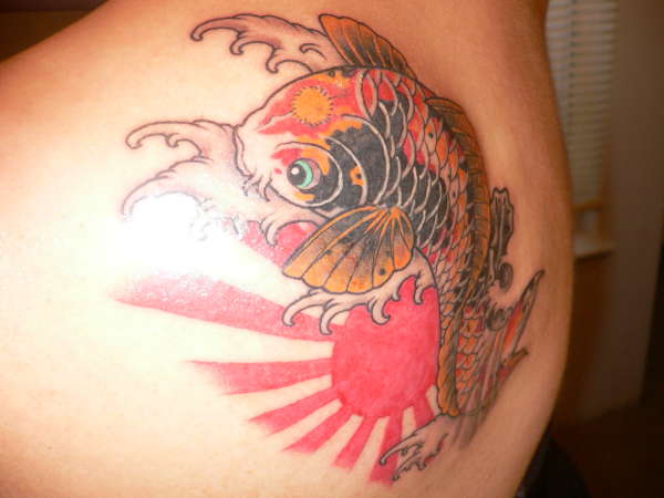 Koi  w/rising sun tattoo