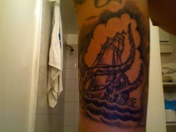 Ship under attack. tattoo