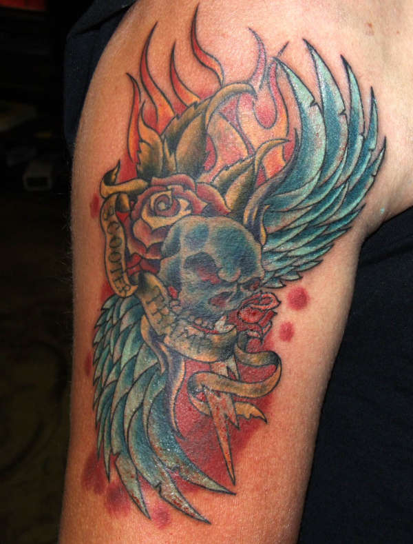 cover up old school tattoo