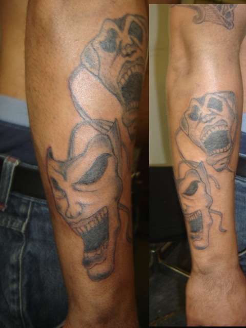 drama masks tattoo