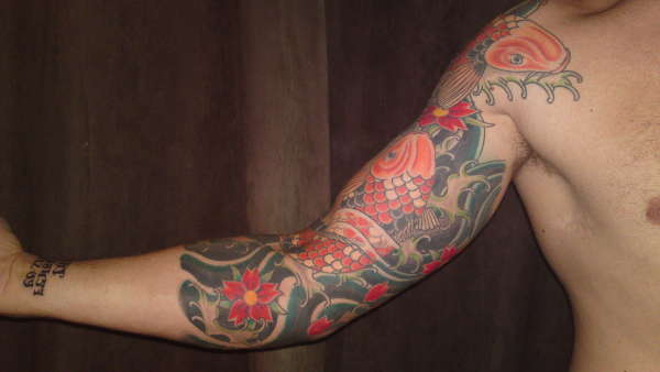 3 quarter koi sleeve tattoo 3 quarter koi sleeve tattoo