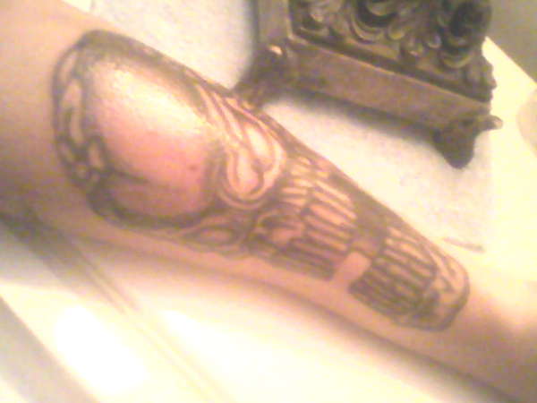 part of skull sleeve not done tattoo