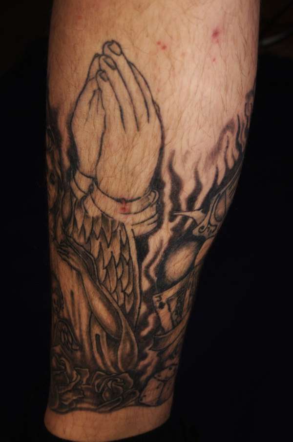 Peice of half leg sleeve tattoo