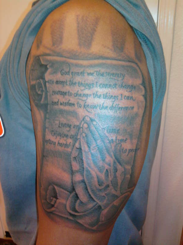 Praying to the serenity prayer tattoo
