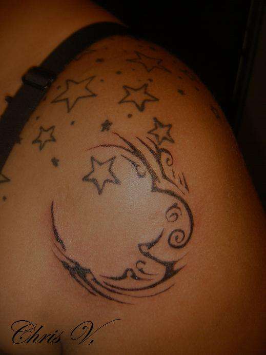 Tribal Moon tattoo