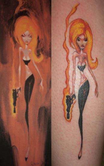 Girl with Gun tattoo