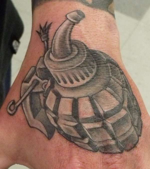 ink bottle hand grenade tattoo