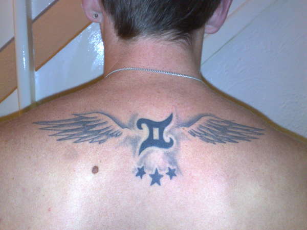 Gemini star sign tattoo wings stars tattoo
