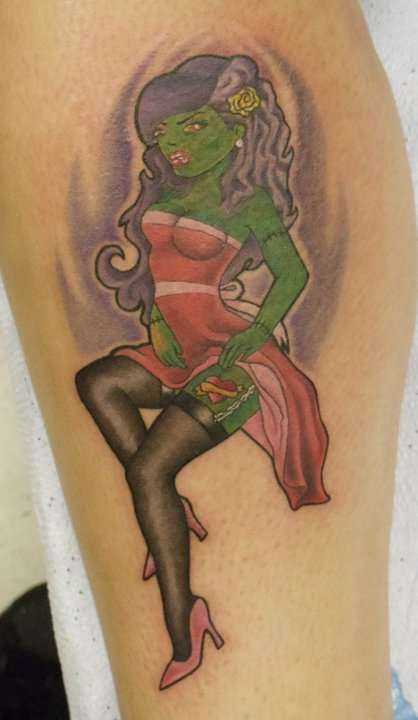 My hot zombie girl pinup tattoo